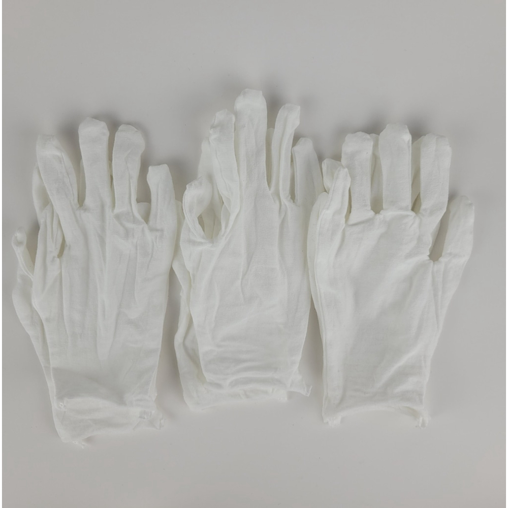 3 pairs of White Cotton Gloves‎ Soft Thin Coin Jewelry Silver Handbag Handling